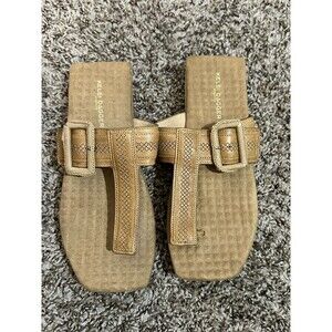 Women’s Kelsi Dagger Designer Brooklyn Tan Square Block Flip Flop Sandals Size 7